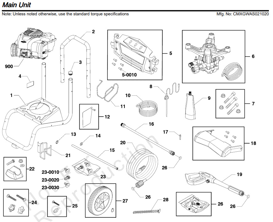 Craftsman Pressure Washer CMXGWAS021020 REV 00 Parts